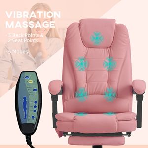 Sedia da Ufficio Direzionale Rosa con Schienale Alto, Funzione Massaggio Regolabile e Caratteristiche Reclinabili - Product Image 4