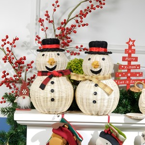 Figura de muñeco de nieve hecha a mano de ratán, juguete navideño, lindas figuras de muñecos de nieve - Product Image 5