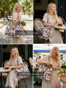 Bolso Tote de Lona Acolchado, Ligero, de Gran Capacidad, Personalizado OEM, con Estampado Floral, Estilo Kantha, con Bolsillo Interior, para Fin de Semana, Verano - Product Image 6