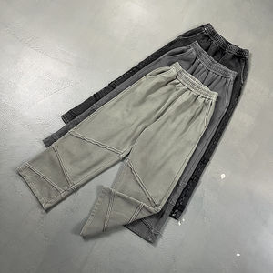 Pantalones de chándal holgados de algodón ligero para hombre, con paneles y cordón, lavado ácido, estilo casual oversize - Product Image 6