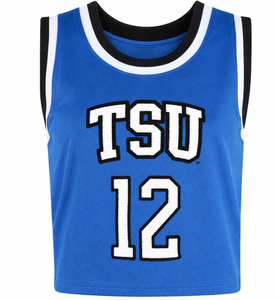 Camiseta de baloncesto personalizada sin mangas en azul real - Product Image 1