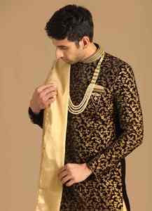 Salwar Kameez de créateur indien pakistanais pour homme, tenue de mariage traditionnelle, broderie lourde, infroissable, protection solaire - Product Image 5
