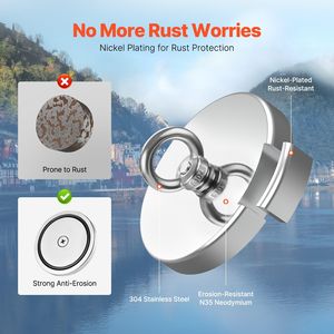 Kit per Pesca Magnetica con Magnete Potente 1300 LBS/590 Kg, Forza di Trazione Unilaterale, Magneti al Neodimio per Pesca con Magneti di Sollevamento in Terre Rare - Product Image 4