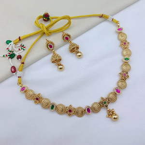 Ensemble de collier de créateur en pierre de Pota et perles JewelEMarket Premium, plaqué or, bijoux ethniques traditionnels pour mariée, pour femmes - Product Image 3