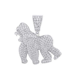 จี้รูปกอริลลาประดับเพชรโมอิสซาไนต์ VVS เงินแท้ 925 สไตล์ฮิปฮอป - Product Image 1