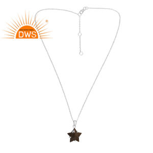 Collier de meilleure qualité en argent sterling fin avec pendentif en obsidienne en forme d'étoile et de pierre précieuse Bijoux personnalisés pour femmes - Product Image 4