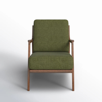 Moderner Massivholz-Freizeitstuhl mit Gepolstertem Schaumstoffgefülltem Sitz und Rückenlehne, Stoffsessel für Wohnzimmer und Schlafzimmer