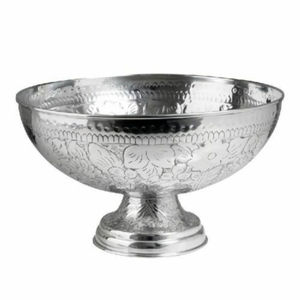 Cuenco de vino antiguo de plata martillada con asas, hecho a mano, con forma de pétalo y base, para decoración del hogar - Product Image 2