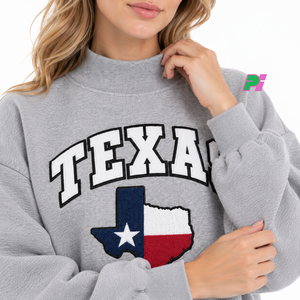 Sudadera de cuello alto para mujer, con parche bordado de la bandera de Texas, estilo oversize, informal, 100% algodón polar transpirable - Product Image 6