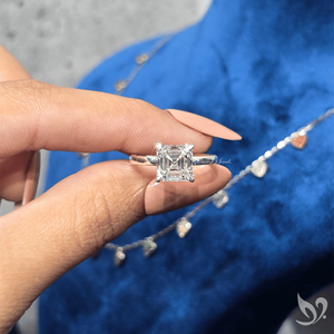 IGI Certified 3CT Asscher Cut Lab Grown Diamond Solitaire <b>Ring</b> 10K White Gold <b>Statement</b> <b>Ring</b> - Product Image 4