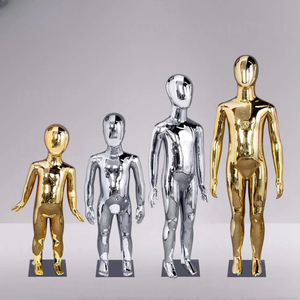 Manichino per Bambini Cromato in Plastica Dorata e Argentata, Espositore per <span class=keywords><strong>Abbigliamento</strong></span> a Figura Intera - Product Image 2