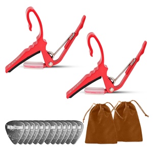 Paire de capodastres pour guitare 5 cordes, à changement rapide, pour guitare acoustique, électrique, banjo, mandoline ou ukulélé, rouge - Product Image 1