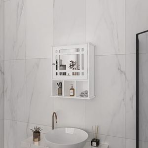 Mobiletto da bagno con porta singola e tre scomparti, bianco, spedizione gratuita, collezione YJ - Product Image 5
