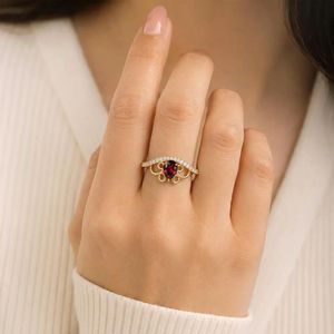 Natural <b>Garnet</b> Promise <b>Ring</b> Pear Cut Red Gemstone <b>Ring</b> Handmade 925 Sterling <b>Silver</b> 18K Gold Filled Engagement <b>Ring</b> Romantic - Product Image 4