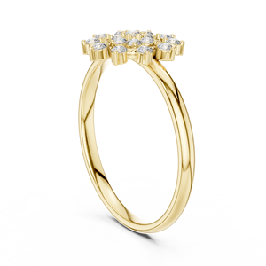 Anillo solitario de oro amarillo macizo de 14k para mujer, con diamante de corte redondo minimalista en forma de flor, para compromiso, aniversario, regalo de boda - Product Image 4