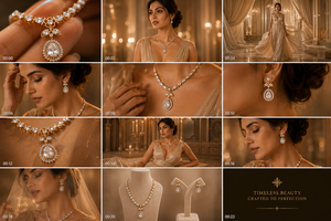 Collier et boucles d'oreilles sertis de diamants CVD cultivés en laboratoire Polki, or jaune 14 carats, bijoux de luxe certifiés, cadeau de fiançailles - Product Image 4