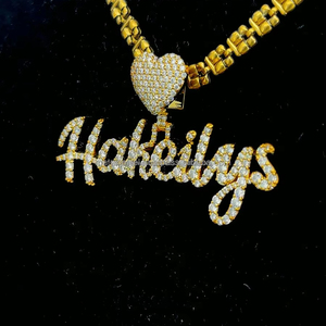 New Style Custom Integrated <b>Letters</b> With Heart Top Name Iced Out Bling Bling Unique Design Hip Hop Name Pendant <b>Necklace</b> - Product Image 1