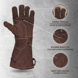 Guantes de Trabajo de Cuero Vacuno de Primera Calidad Directo de Fábrica, Guantes de Seguridad para Soldadura Resistentes a Impactos y al Fuego - Product Image 2