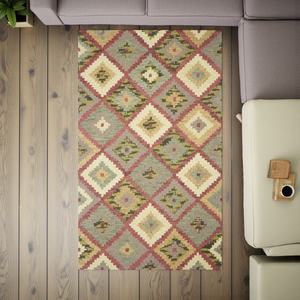 Alfombra de Lana Hecha a Mano |   Alfombra con Patrón Abstracto |   Alfombra Ecológica Antibacteriana Hecha a Mano para Sala de Estar y Dormitorio - Product Image 4