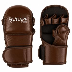 Gants de sparring MMA personnalisés en cuir PU, paume ouverte, pour entraînement de kick-boxing, arts martiaux, grappling, usage quotidien, couleur foncée - Product Image 1