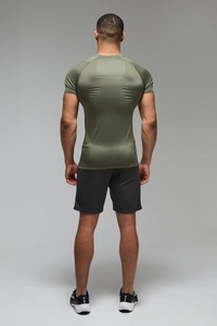 Camiseta ajustada de manga corta para hombre, para gimnasio, entrenamiento, atlética, de compresión, cuello redondo, informal, para entrenamiento. - Product Image 3