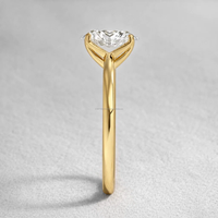 Bague de fiançailles minimaliste en or jaune massif 14 carats pour femme, avec diamant solitaire ovale de 2 carats, certifié IGI, cultivé en laboratoire, fantaisie légère