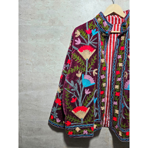 Chaqueta de terciopelo para mujer, estilo nuevo, abrigo a rayas de algodón, chaqueta boho de alta calidad, chaqueta bordada, chaquetas de temporada - Product Image 2