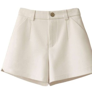Nouveaux shorts décontractés taille haute, coupe trapèze, jambe large, style vintage, respirants, 100 % coton toile - Product Image 1