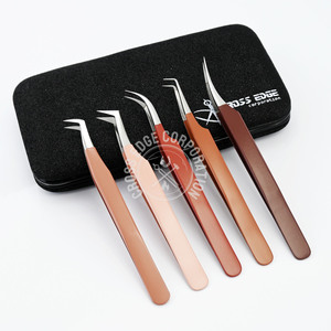 Fiber Tips Perfect Tweezers for Isolation Eyelash Extensions 90 Boot Volume Curved Classic Tweezer Stainless Steel Pointed Tip - Product Image 2