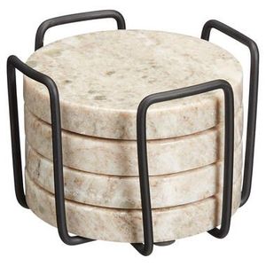 Ensemble de sous-verres en marbre, 4 pièces, support en métal, logo personnalisé, qualité supérieure, design super élégant, décoration de table, fabrication en Inde - Product Image 1