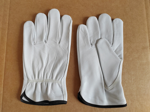 Gants de protection en cuir de chèvre grainé blanc pour hommes, pour la conduite, les sports de plein air, la course et le cyclisme - Product Image 6