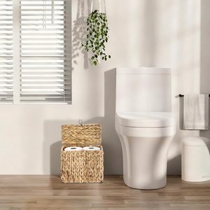 New Arrival Water Hyacinth Wicker Woven <b>Rectangular</b> Toilet Paper <b>Storage</b> <b>Basket</b> Lid for Bathroom Kitchen Living Room Single Tier - Product Image 4
