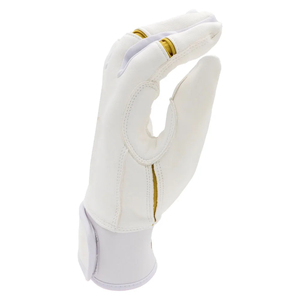 Premium All White Real Leather Baseball Batting Gloves Heavy Duty Padded Palm Protective Custom Soft T-Ball Grip Gloves - Product Image 3