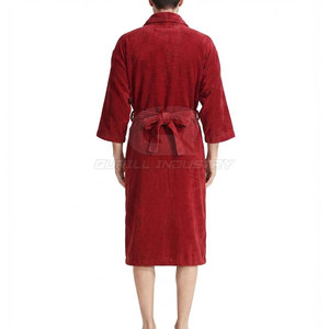 Peignoir classique en polaire pour homme, absorbant, 100% coton, manches longues, pour la maison, l'hôtel, le spa, la douche, la piscine et après le bain, avec ceinture. - Product Image 2
