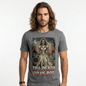 Camiseta Gráfica Gris para Hombre al por Mayor, con Estampado de Novia Zombi, Personalizada, de Algodón, Estilo Urbano, Fabricante de Camisetas - Product Image 1