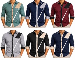 Men's <b>Maroon</b> Solid Stand Collar Full Sleeve Horn Button 100% Cotton Breathable Anti-Wrinkle Spring ODM Smart Casual Dress Shirt - Product Image 6