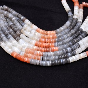 Natural Multi Moonstone Smooth Heishi Beads Strands 7x8mm Moonstone Loose Gemstone Beads <b>Strings</b> For Jewelry Making Genuine Bulk - Product Image 6