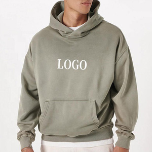 Sudadera con capucha corta lisa para hombre, unisex, de forro polar desgastado, poliéster y algodón, estilo urbano, transpirable, para invierno, para pedidos al por mayor - Product Image 3