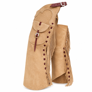 CLOSITWEAR Chaps Vaqueros Unisex de Cuero Genuino Estilo Vaquero Nuevo, Pantalones Largos de Montar a Caballo de Cintura Media con Flecos para Equitación y Rodeo - Product Image 3