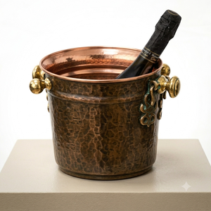 Round Copper Ice Bucket Vintage Style Metal Beverage <b>Cooler</b> Rust Resistant Handmade Party Holder Bar Ware Wine <b>Cooler</b> - Product Image 3