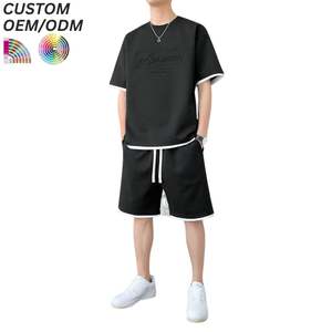 Conjunto de Camiseta y Pantalones Cortos de Algodón Tejido Transpirable para Hombre, Ropa Casual de Calle, Verano, Impresión de Serigrafía, Logotipo Personalizado, Soporte OEM/ODM - Product Image 1