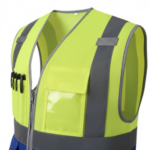 เสื้อกั๊กนิรภัยสะท้อนแสงสองสี โพลีเอสเตอร์ ระบายอากาศได้ดี ป้องกันรอยยับ ป้องกันการหดตัว มีหลายกระเป๋า ไซส์ใหญ่ สำหรับผู้ชาย - Product Image 4