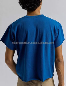 T-shirt ample et court pour homme, style streetwear décontracté, tenue d'été, manches courtes, coupe ample, en coton, vente en gros de vêtements - Product Image 4