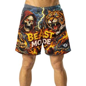 Pantalones Cortos Deportivos Personalizados con Estampado de Calavera de Tigre para Hombre, Ropa Urbana de Verano, Transpirables, Fabricación de Marca Privada - Product Image 1