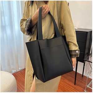 Sac fourre-tout décontracté en cuir véritable pour femme, grande capacité, style minimaliste, ouverture supérieure, usage quotidien, deux poignées, fermeture éclair, voyage - Product Image 2