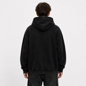 Sweat-shirt à capuche vintage noir pour homme, avec poche graphique sur le devant, style streetwear - Product Image 2