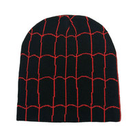 Gorro de Punto Jacquard de Spider-Man, 100% Lana, Ajustable, Rojo y Negro, Unisex, para Adultos, Gorro de Invierno de 56-58 cm, Informal, para Viajes y Playa