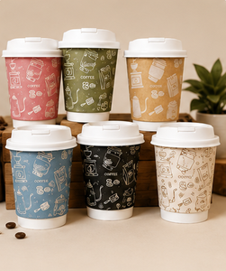 แก้วกาแฟกระดาษคราฟท์ย่อยสลายได้แบบขายส่ง พร้อมฝาปิดกันรั่ว สำหรับใช้ในงานปาร์ตี้ - Product Image 2