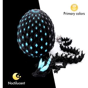 Œufs de dragon imprimés en 3D, animaux articulés, jouet anti-stress, jouet lumineux qui brille dans le noir, jouet lumineux bleu - Product Image 3