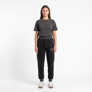 Pantalones de Mujer de Cintura Media, Bordados, de Felpa Francesa, Ecológicos, Lavados con Ácido, Corte Regular, Largos, con Cierre de Cordón, Casuales, para Otoño - Product Image 1
